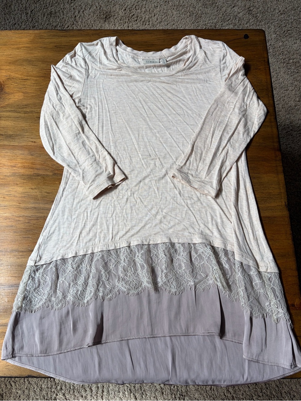 LOGO Light Blush Lace-Hem Tunic Dress